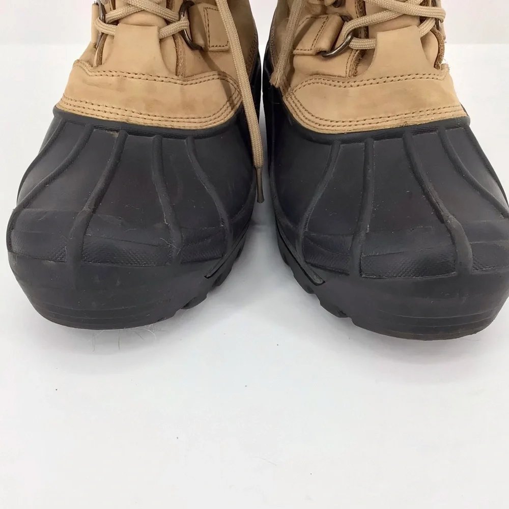 Sorel US Badger II Boots Beige Tan Leather Brown Rubber Winter Lined Size 8
